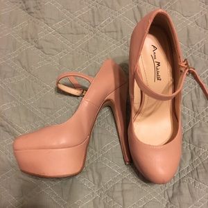Nude platform heels